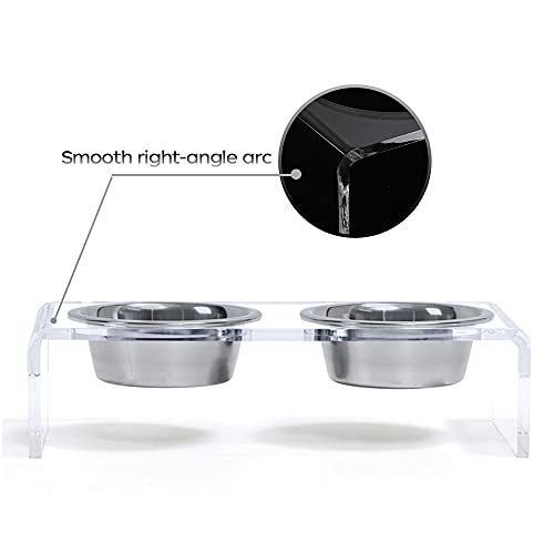 Acrylic Elevated Pet Stand for Cat and Dog with Bowls, Raised Food