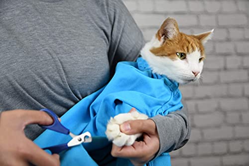 Cat-in-the-Bag Large Light Blue Cozy Comfort Carrier- Cat Carrier, Grooming Bag