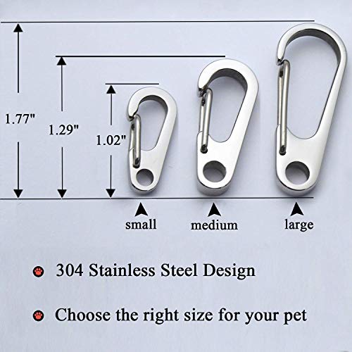 IVIA Dog Tag Clips / 2 Pack/Multiple Size 304 Stainless Steel Quick Clip  with Rings/Easy Change Dog Cat ID Tag Holder for Small pet Collars and