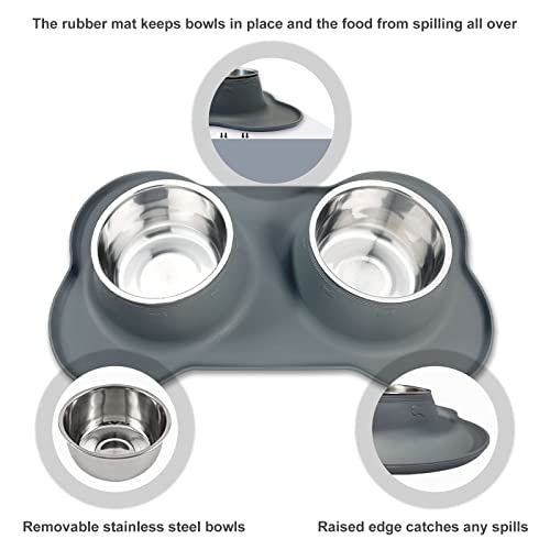 AsFrost Dog Food Bowls Stainless Steel Pet Bowls & Dog Water Bowls with  No-Spill and Non-Skid, Feeder Bowls with Dog Bowl Mat for Small Medium  Large Dogs Cats Pets 1 Cup/12 oz