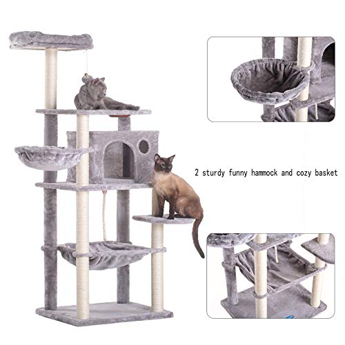 Hey-bro inches Big Cat Tree with Feeding Bowl, Cat Condos with