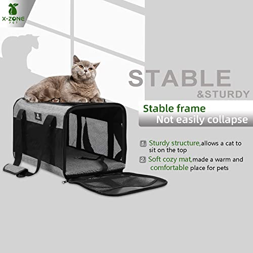 X-ZONE PET Cat Carrier Pet Carrier Portable Kitten Carrier for Small Medium  Cats Under 25 Lbs,Cat Carrying Case with Removable Fleece Pad,Airline