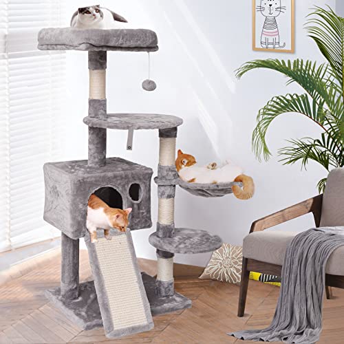 MQ Cat Tree Tower 47.3 in, Multi Level Cat Scratching Post with