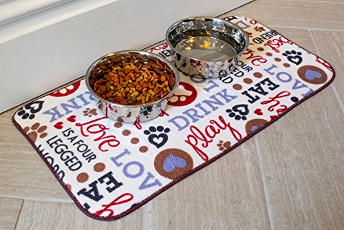  Kitchen Basics Microfiber Pet Bowl Feeding Mat, Anti