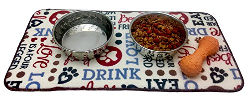  Kitchen Basics Microfiber Pet Bowl Feeding Mat, Anti