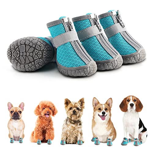 Dog Shoes for Small Dogs Boots, Waterproof Dog Booties Paw Protector for  Outdoor Walking, Puppy Shoes with Reflective Strips Rugged Anti-Slip Sole  for