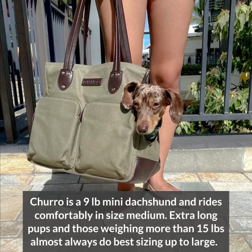 DJANGO Dog Carrier Bag - Waxed Canvas & Leather Pet Travel Tote 