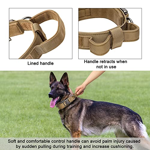 Heavy Duty Tactical Dog Collar Compatible With Air Tag, Military Dog Collar  With Air Tag Holder Case And Handle