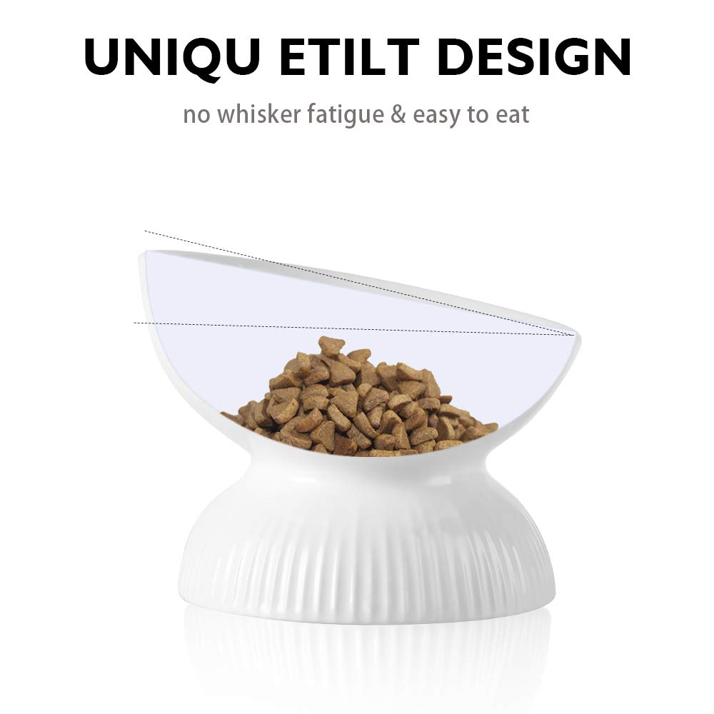 Cat Bowl,Raised Cat Food Bowls Anti Vomiting,Tilted Elevated Cat Bowl,Ceramic Pet Food Bowl for Flat-Faced Cats,Small Dogs,Protect Pets Spine,Dishwas