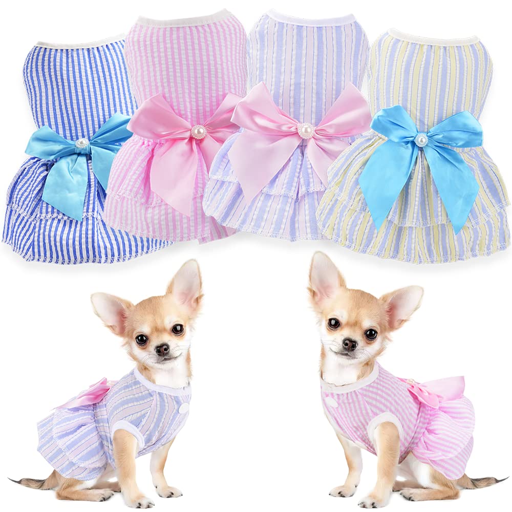 Dog Shirt 4-Pack Female Dog Clothes for Small Dogs Girl Cat