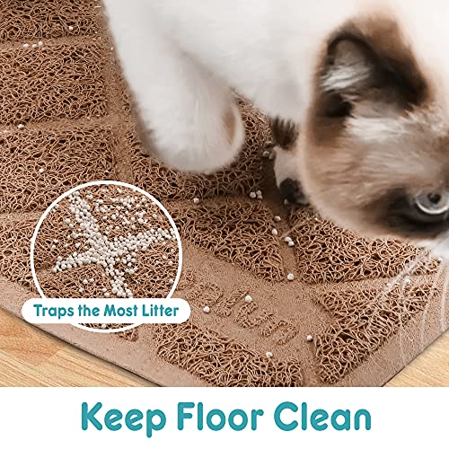 Conlun Cat Litter Mat Litter Trapping Mat, 24 x 17 Premium Durable PVC  Grid Mesh with Scatter Control, Non-slip, Less Waste Cat Litter Box Mat,  Soft