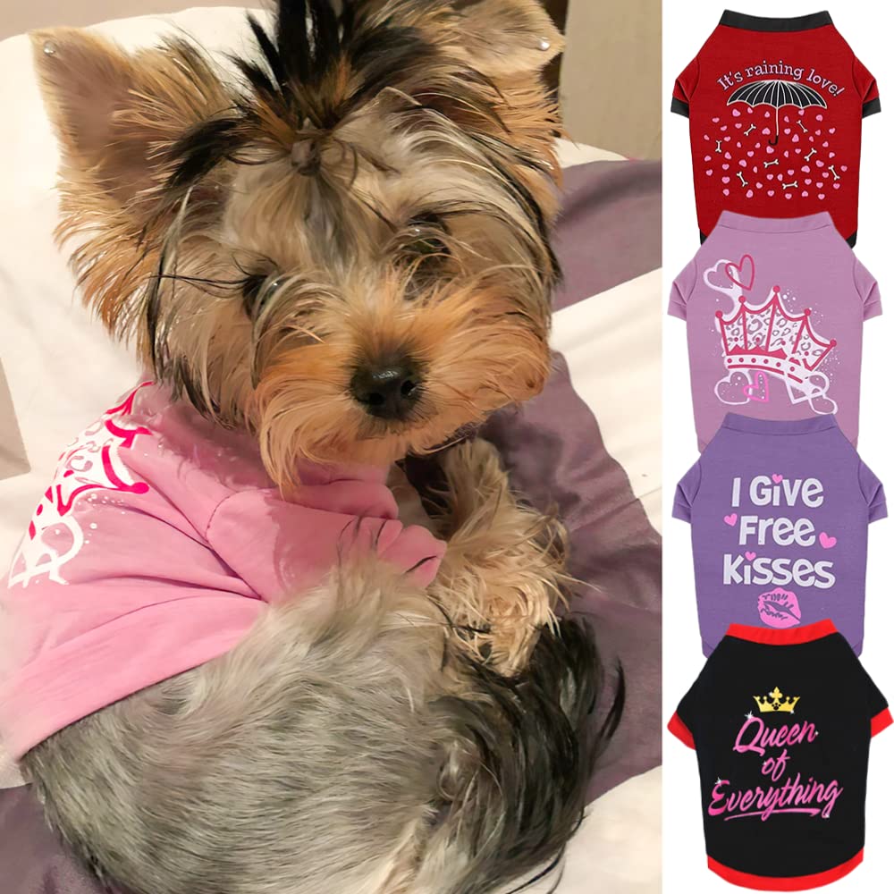 Set of 4 Dog Shirt for Small Dog Girl Puppy Clothes for Chihuahua