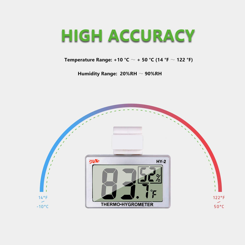 Reptile Thermometer Hygrometer LCD Digital Humidity Gauge, Reptile Terrarium  Thermometer Hygrometer Reptiles Tank Thermometer Hygrometer with Hook 