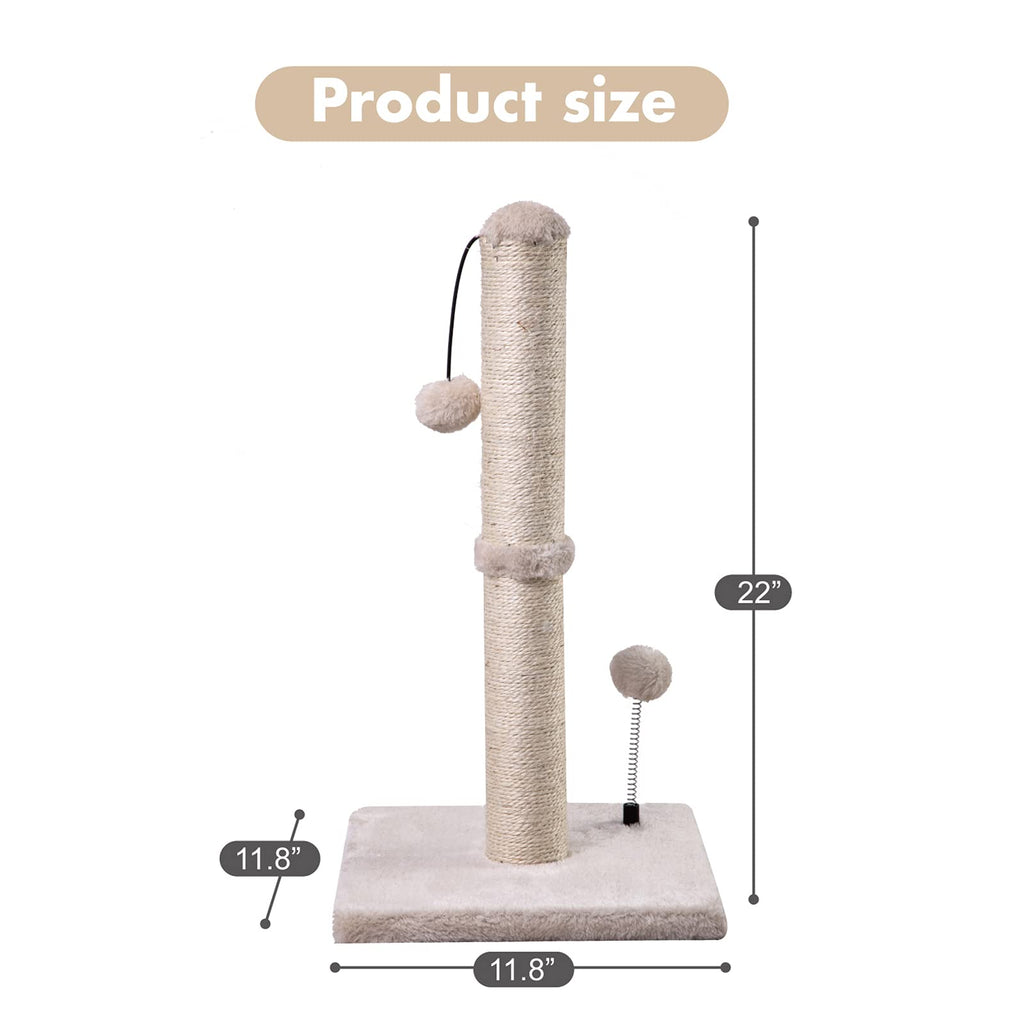  MECOOL Cat Scratching Post Premium Basics Kitten Scratcher  Sisal Scratch Posts with Hanging Ball 22 for Kittens or Smaller Cats (22  inches for Kitten, Gray) : Pet Supplies