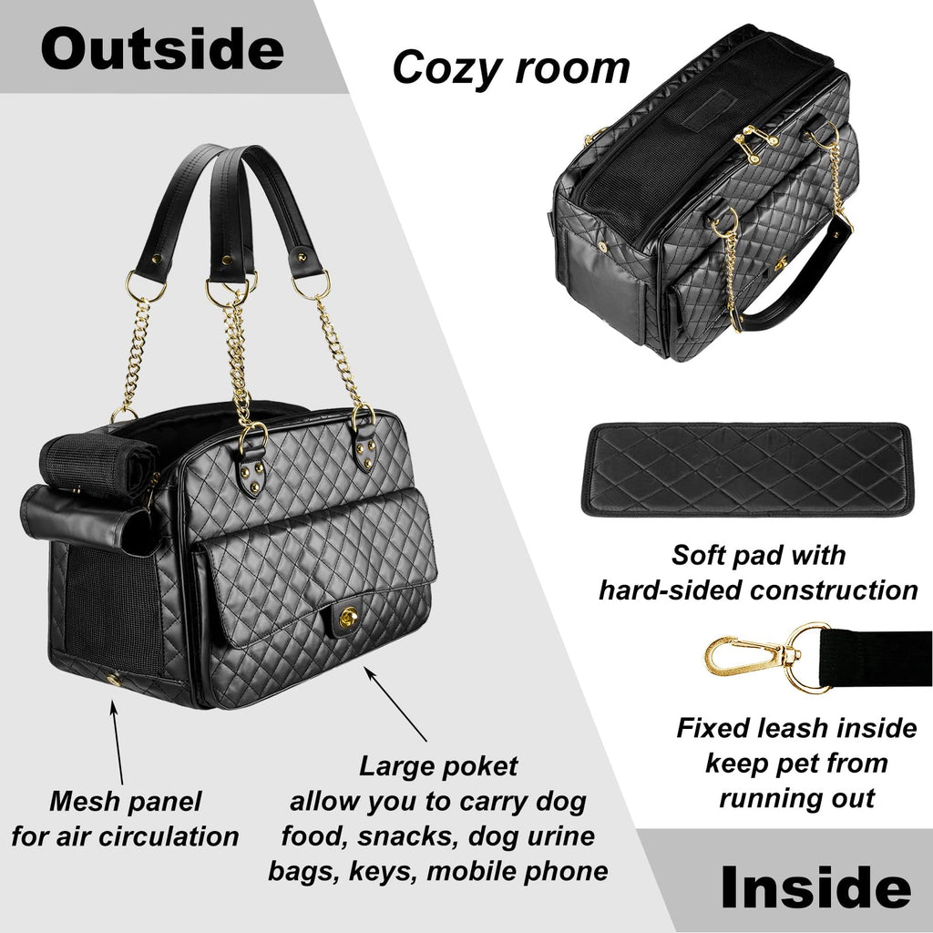 Pet Purse for Small Dogs and Cats, LitaiL Dog Carrier Purse with Pockets,  Pet Travel Tote Bag with Safety Tether, Dog Soft-Sided Carriers for  Subway/Walking/Hiking (Black) : Amazon.in: Pet Supplies