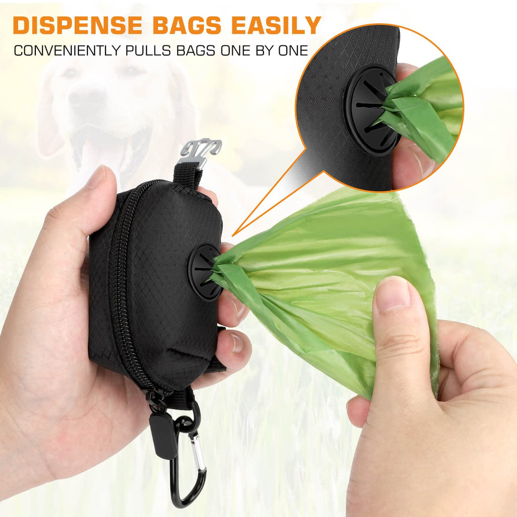 Dog Poop Bag Dispenser Waste Bag Holder Carrier Elastic Strap & Metal  Carabiner