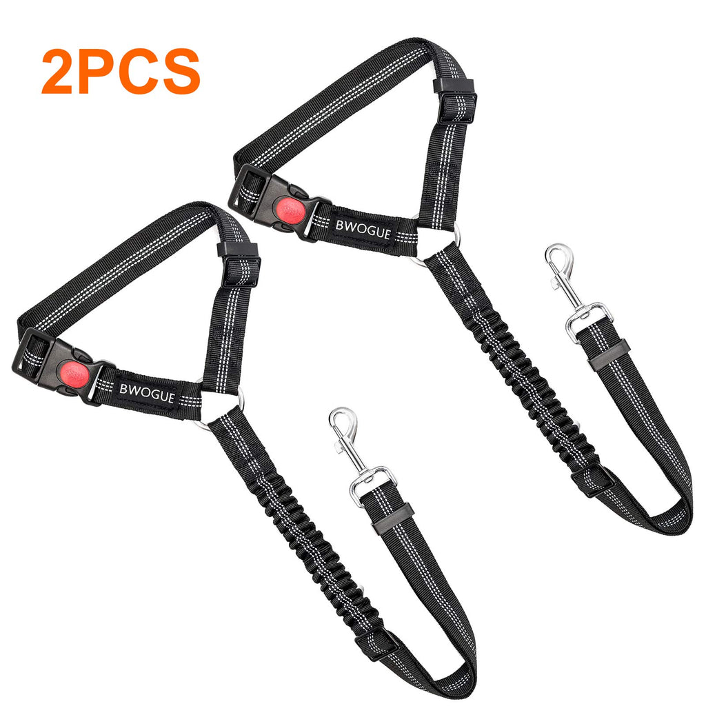 BWOGUE 2 Packs Dog Cat Safety Seat Belt Strap Car Headrest Restraint  Adjustable Nylon Fabric Dog Restraints Vehicle Seatbelts Harness