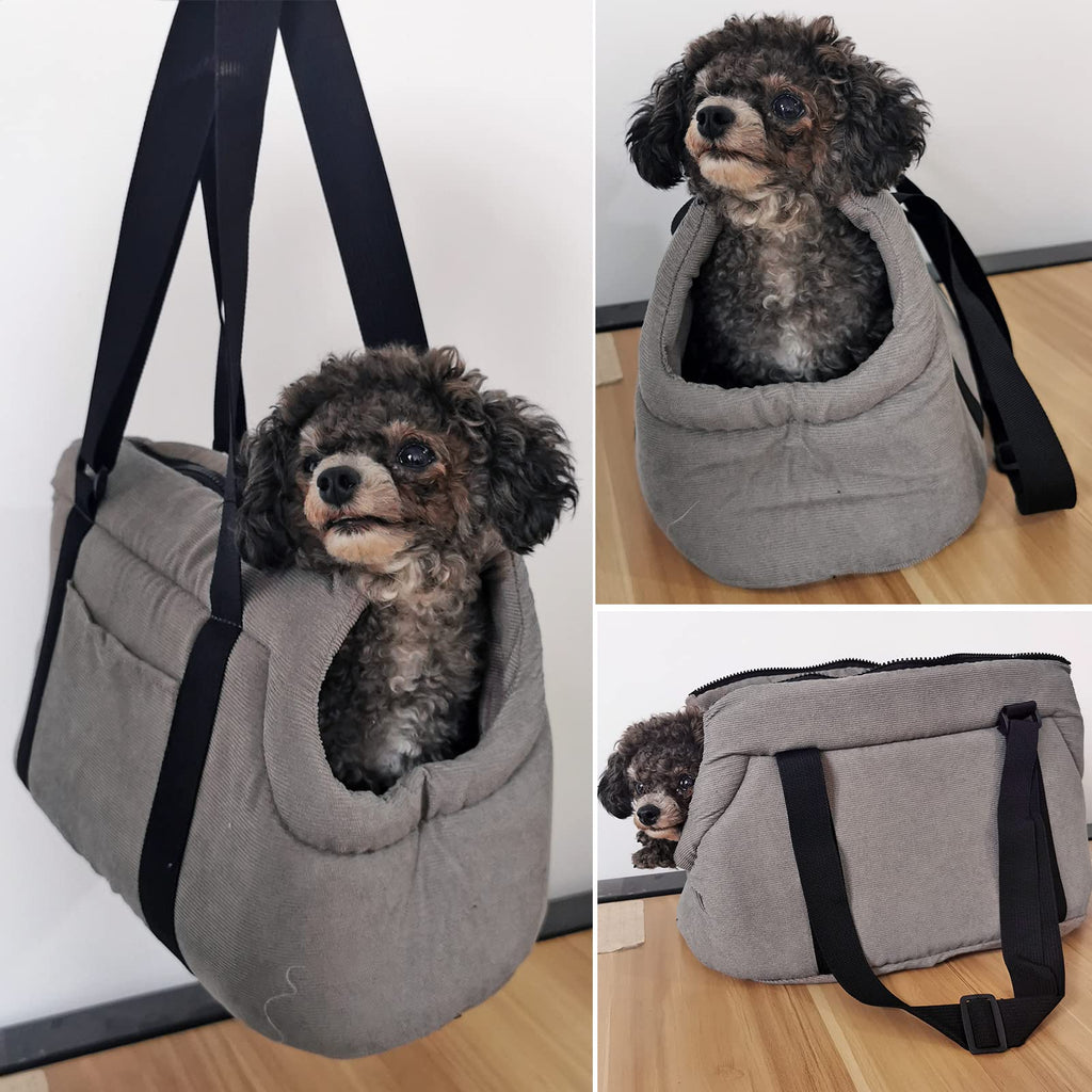 LeerKing Pet Carrier Purse Tote Bag Warm Sponge Portable Travel Bag with Leash Hook for Cats Medium Dogs in Winter for Shopping