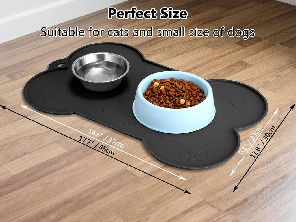 Dog Food Mat - Non-skid Placemat with Raised Edge for Dog or Cat