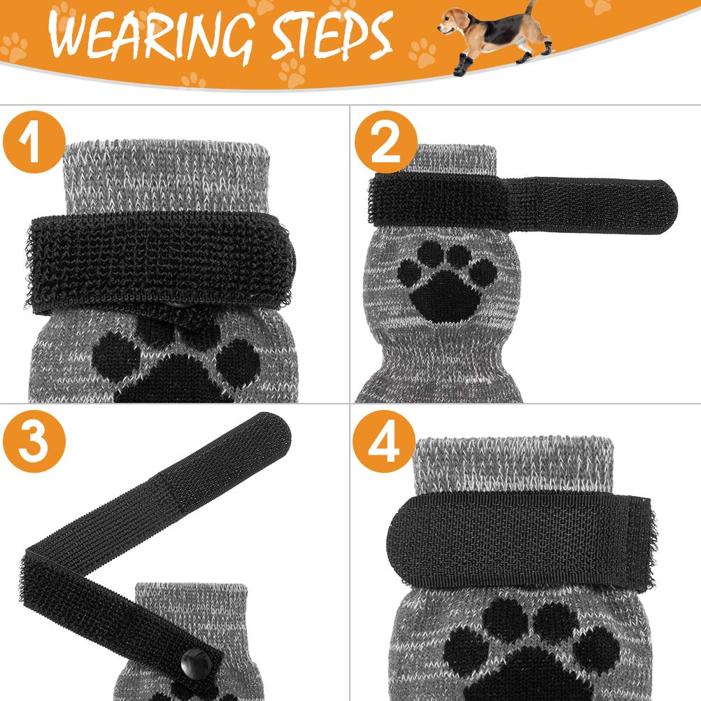  KOOLTAIL Anti-Slip Dog Boots 4 Packs - Adjustable Dog