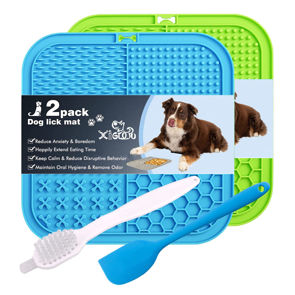 2 Pack Dog Licking Mat with Strong Suction Cups - BPA-Free Food Grade  Silicone Slow Feeders Pad for Dog Cat 