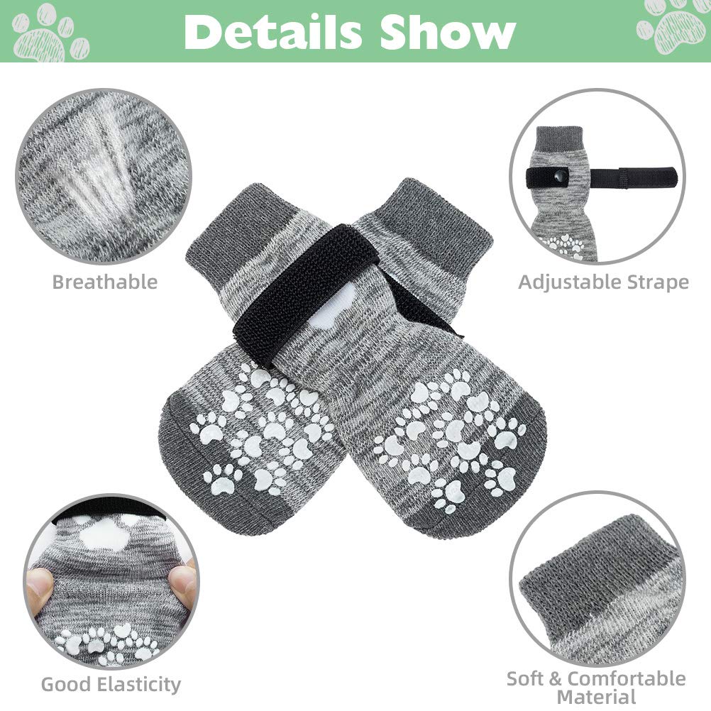 EXPAWLORER Double Side Anti-Slip Dog Socks with Adjustable Straps