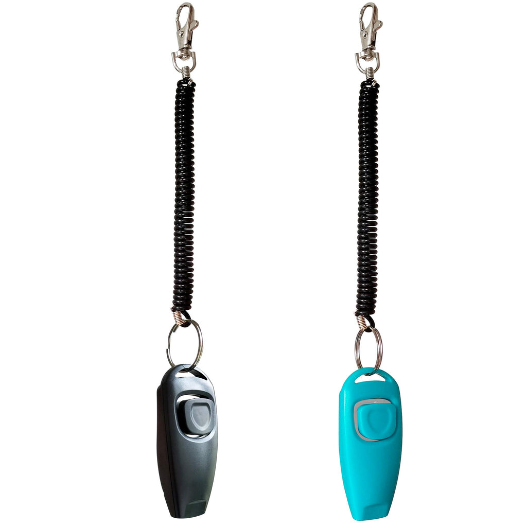 HoAoOo Pet Training Clicker with Wrist Strap - Dog Training Clickers (New  Black + Blue)