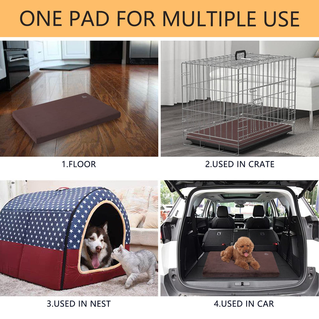 VANKEAN Dog Crate Mat Reversible Cool and Warm, Stylish Dog Bed for Crate with Waterproof Inner Linings and Removable Machine Washable Cover, Firm