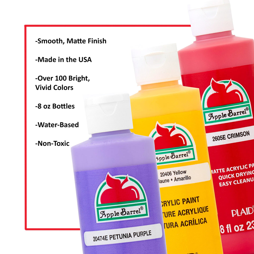 Apple Barrel Acrylic Craft Paint, Matte Finish, Bright Red, 2 fl oz