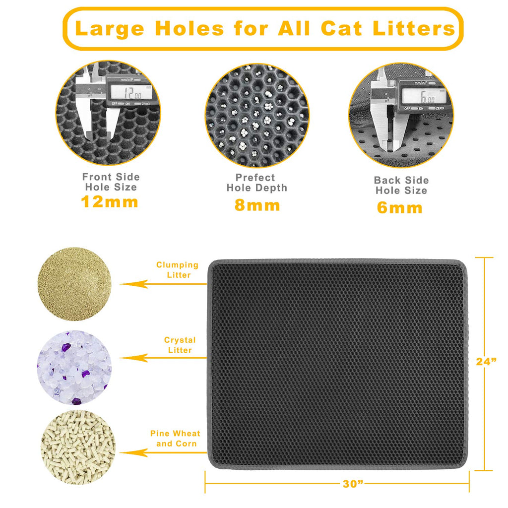 Cat Litter Mat Waterproof Urine Proof Kitty Litter Mat Honeycomb Double  Layer Litter Box Mat Skidproof Soft EVA Cat Litter Mat