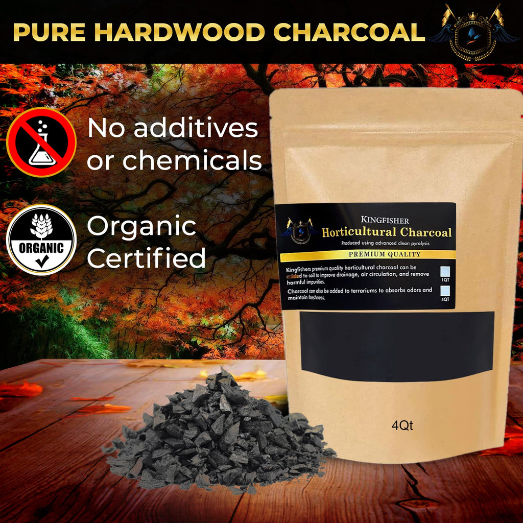 kingfishers Organic Horticultural Charcoal & Terrarium Charcoal | Charcoal for Plants | Pure Hardwood Charcoal for Planting and Gardening | Organic