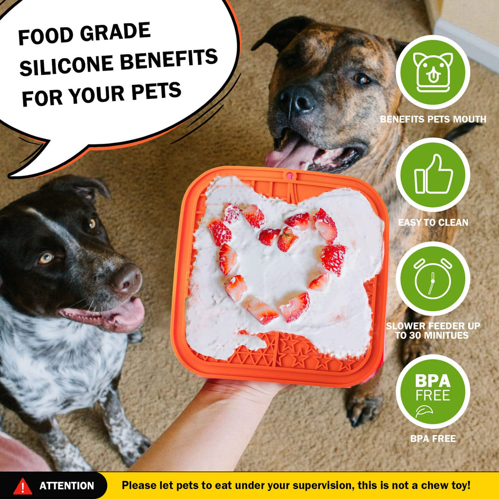 3pcs Dog Lick Mats With Suction , Dog Food Mat Feeding Dog Bowl, Food Grade  Silicone Pet Lick Mat