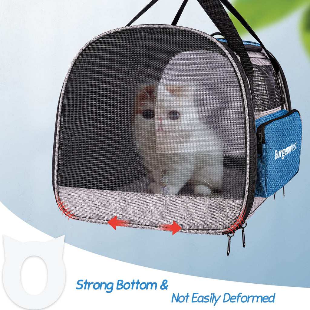 BurgeonNest Cat Carrier for Large Cats 20 lbs,Medium Cats Under 25 lbs,2  Cats and Small Dogs with Unique Side Bag,Top Load Pet Carrier Soft-Sided