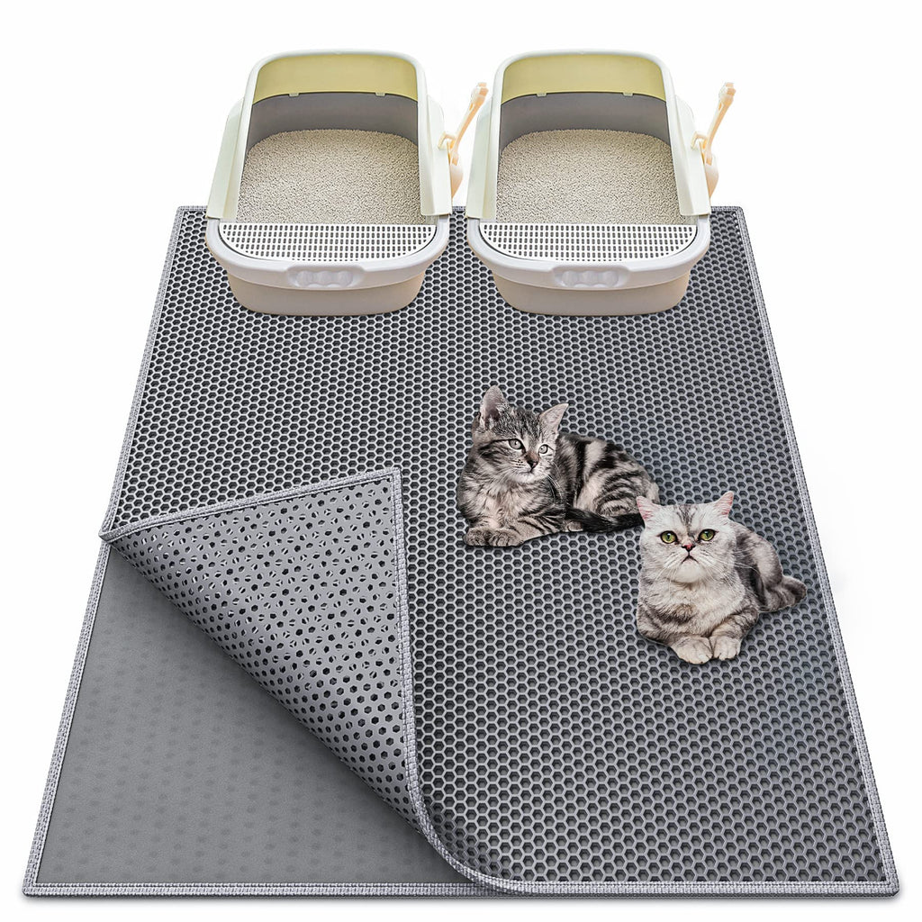 Cat Litter Mat,Litter Box Mat,Honeycomb Double Layer Litter Trapping  Mat,Waterproof Urine Proof Kitty Litter Mat,Easy Clean Scatter Control